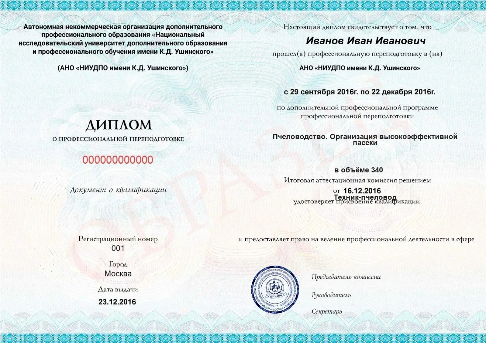 Диплом о дополнительном профессиональном образовании